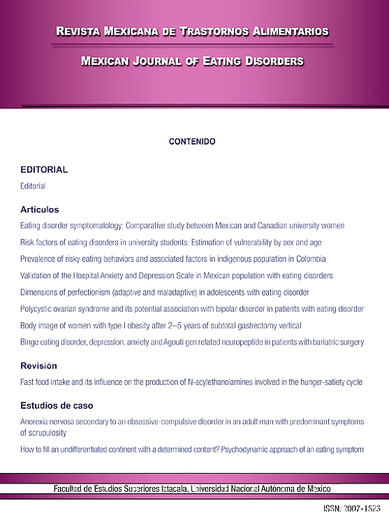 Go to journal home page - Revista Mexicana de Trastornos Alimentarios